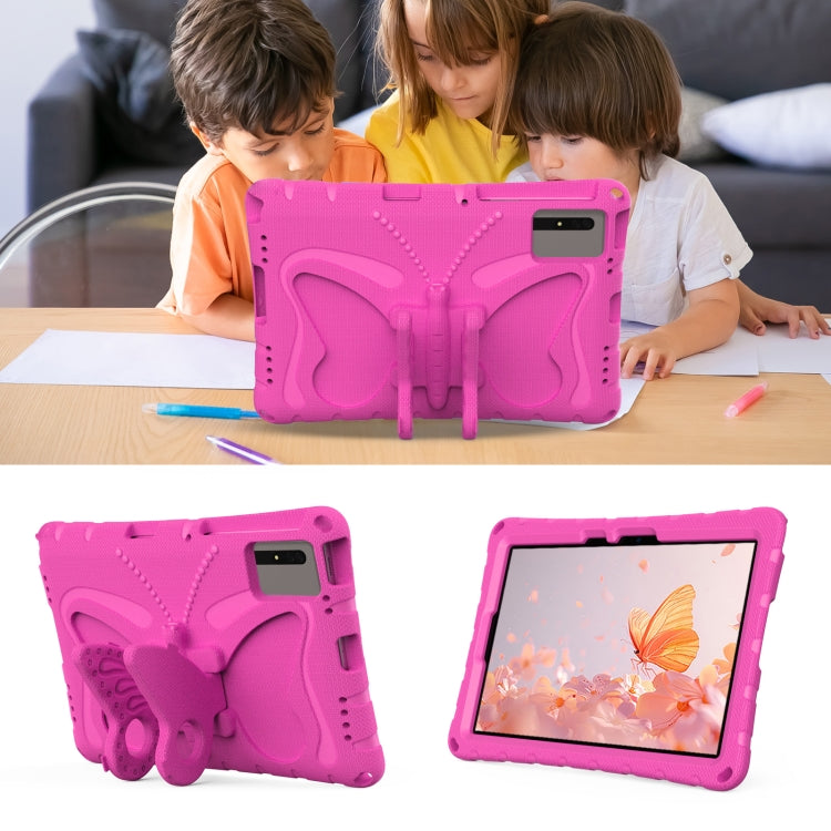 For Samsung Galaxy Tab S9 11 X710 Butterfly Bracket EVA Shockproof Tablet Case(Rose Red) by bashfashion