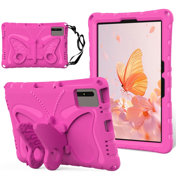 For Samsung Galaxy Tab S8 11 X700N Butterfly Bracket EVA Shockproof Tablet Case(Rose Red) by bashfashion