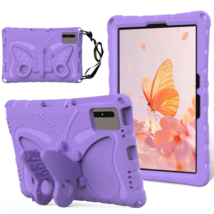 For Samsung Galaxy Tab S7 T870 Butterfly Bracket EVA Shockproof Tablet Case(Light Purple) by bashfashion