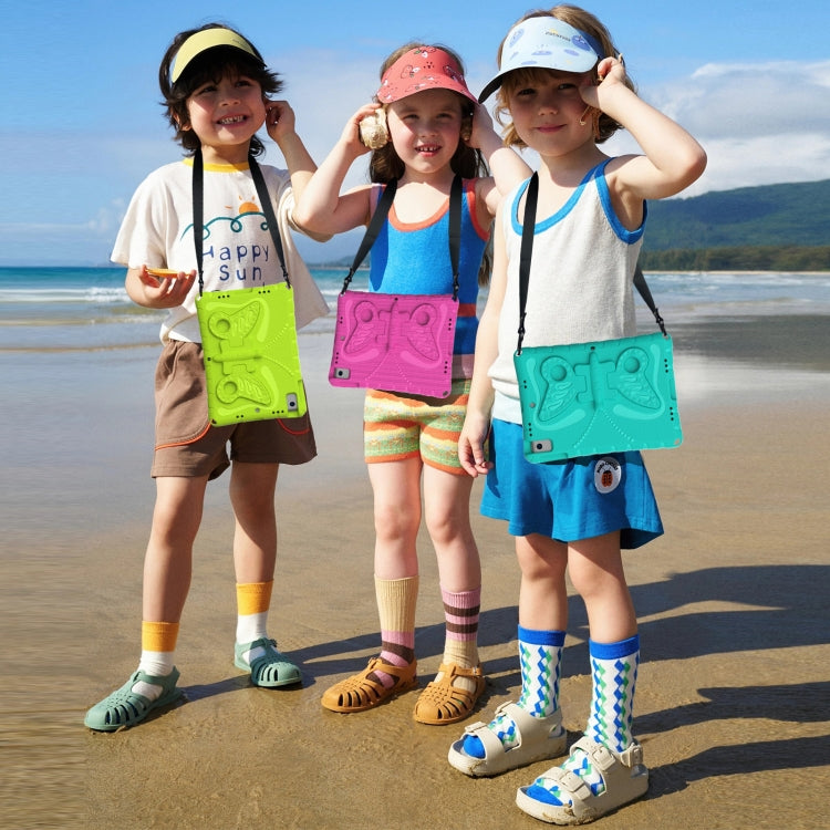 For Samsung Galaxy Tab A7 10.4 T509 Butterfly Bracket EVA Shockproof Tablet Case(Pink Orange) by bashfashion