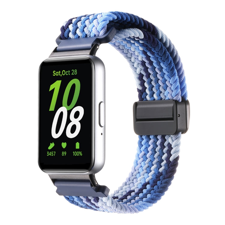 For Samsung Galaxy Fit3 Magnetic Buckle Nylon Braid Watch Band(Colorful Blue) by bashfashion