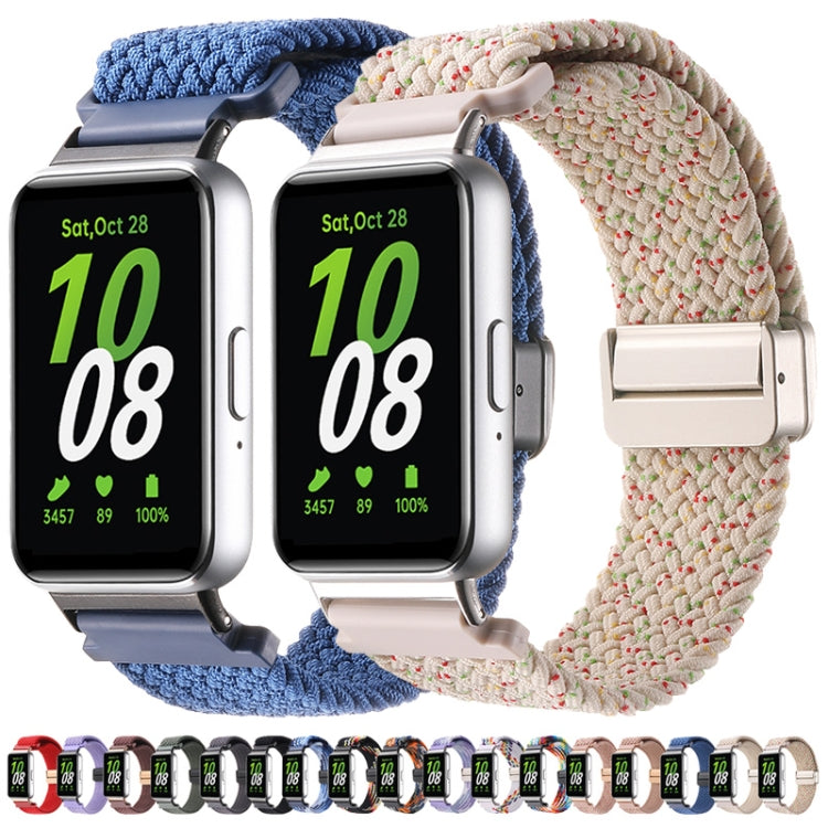 For Samsung Galaxy Fit3 Magnetic Buckle Nylon Braid Watch Band(Colorful Blue) by bashfashion