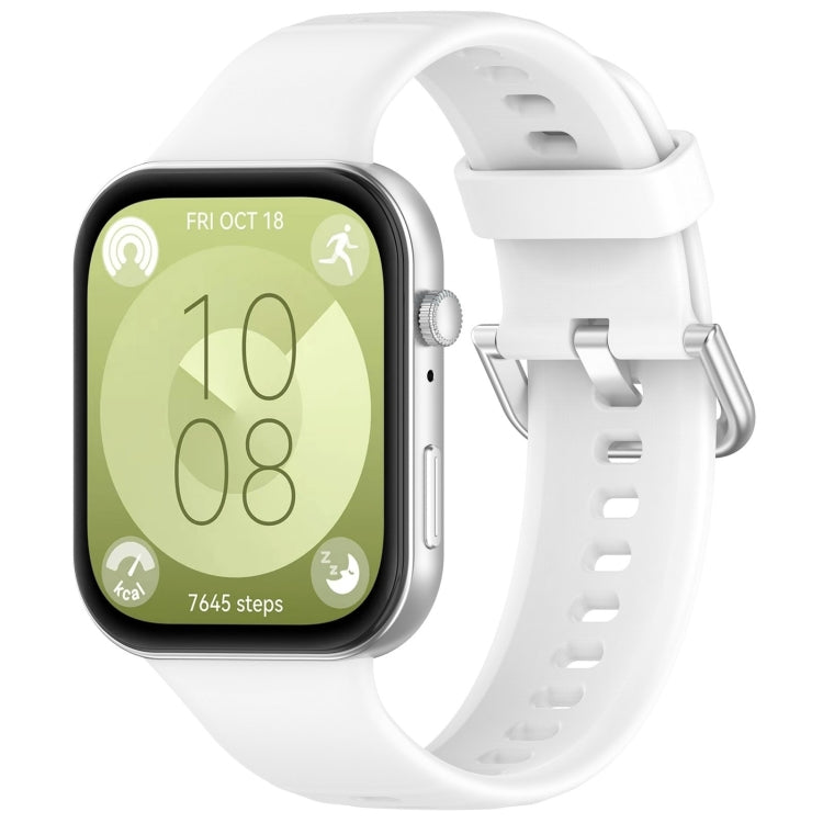 For Huawei Watch Fit4 / Fit4 Pro / Fit3 Silver Buckle Silicone Sports Watch Band(White) by bashfashion