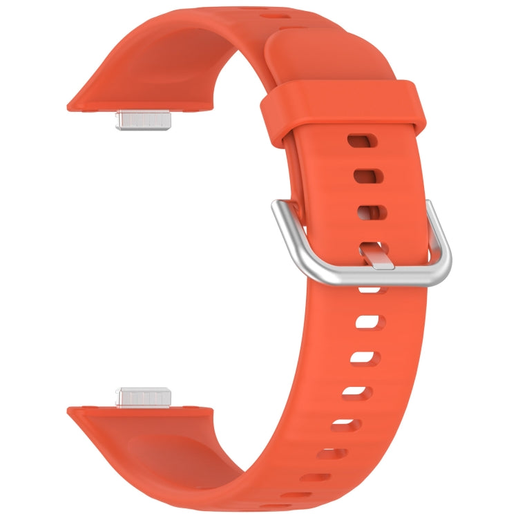 For Huawei Watch Fit4 / Fit4 Pro / Fit3 Silver Buckle Silicone Sports Watch Band(Orange) by bashfashion