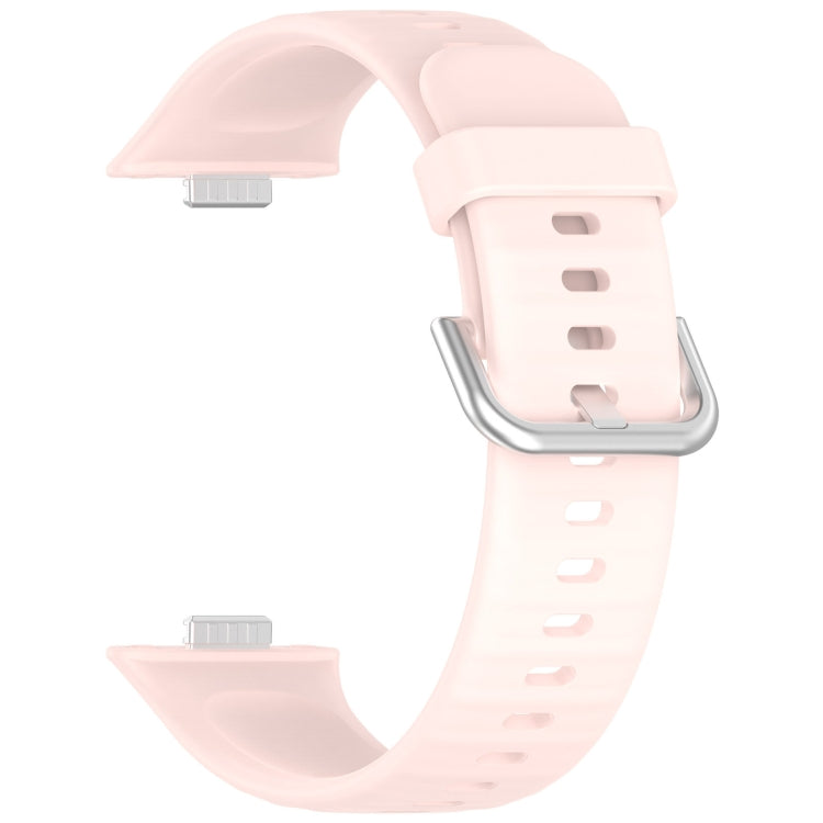 For Huawei Watch Fit4 / Fit4 Pro / Fit3 Silver Buckle Silicone Sports Watch Band(Pink) by bashfashion
