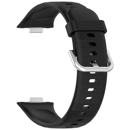 For Huawei Watch Fit4 / Fit4 Pro / Fit3 Silver Buckle Silicone Sports Watch Band(Black) by bashfashion