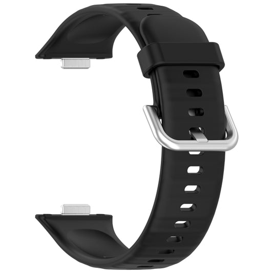 For Huawei Watch Fit4 / Fit4 Pro / Fit3 Silver Buckle Silicone Sports Watch Band(Black) by bashfashion