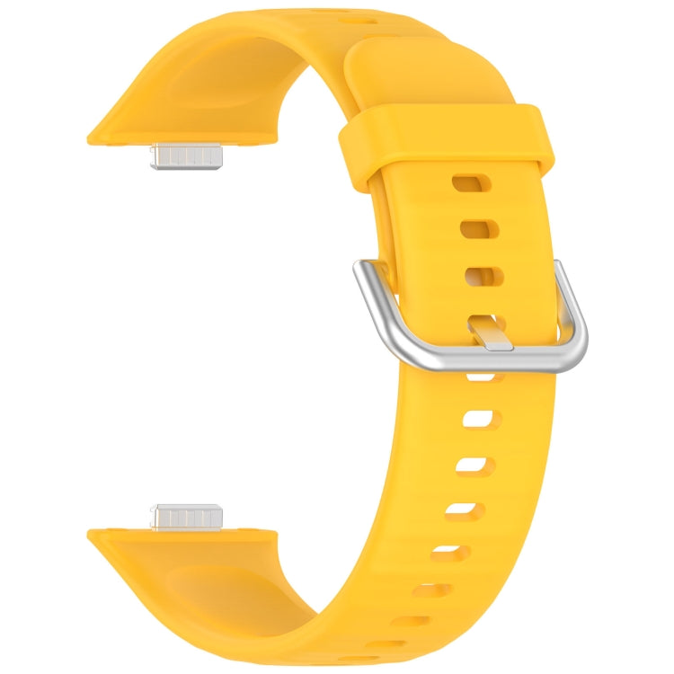 For Huawei Watch Fit4 / Fit4 Pro / Fit3 Silver Buckle Silicone Sports Watch Band(Yellow) by bashfashion