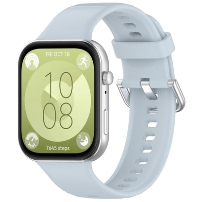 For Huawei Watch Fit4 / Fit4 Pro / Fit3 Silver Buckle Silicone Sports Watch Band(Light Blue) by bashfashion