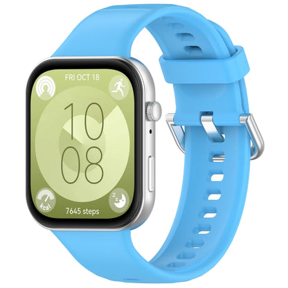 For Huawei Watch Fit4 / Fit4 Pro / Fit3 Silver Buckle Silicone Sports Watch Band(Sky Blue) by bashfashion