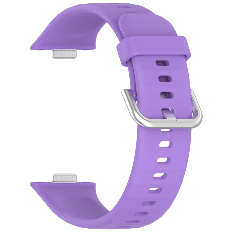 For Huawei Watch Fit4 / Fit4 Pro / Fit3 Silver Buckle Silicone Sports Watch Band(Purple) by bashfashion