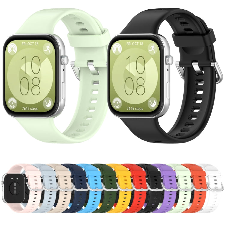 For Huawei Watch Fit4 / Fit4 Pro / Fit3 Silver Buckle Silicone Sports Watch Band(Black) by bashfashion