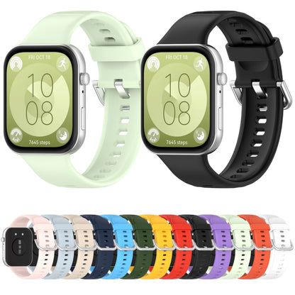 For Huawei Watch Fit4 / Fit4 Pro / Fit3 Silver Buckle Silicone Sports Watch Band(Ivory White) by bashfashion