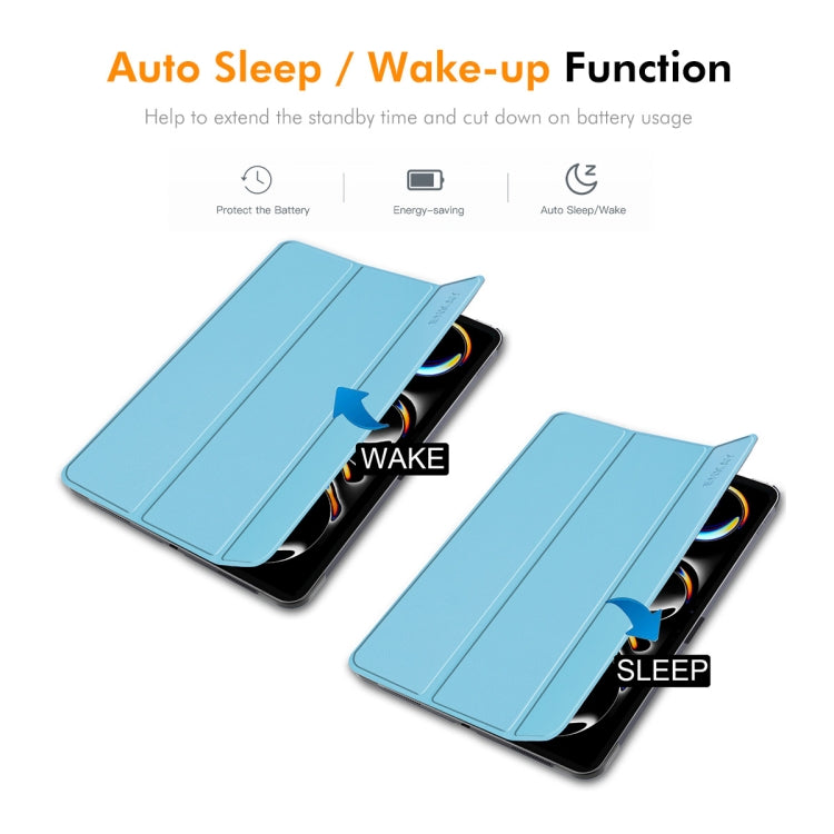 For iPad Pro 13 2025 / 2024 ENKAY Tri-fold Custer Texture Platic Leather Smart Tablet Case(Purple) by ENKAY