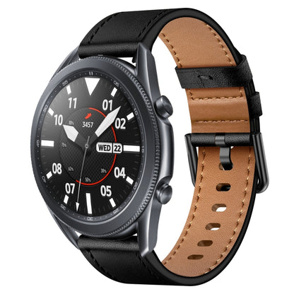 For Samsung Galaxy Watch 3 45mm 22mm SX Connector Metal Button Switch Leather Watch Band(Black) by bashfashion
