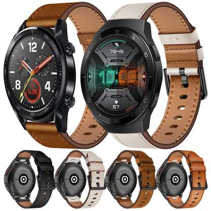 For Huawei Watch GT 2e 22mm SX Connector Metal Button Switch Leather Watch Band(Black) by bashfashion