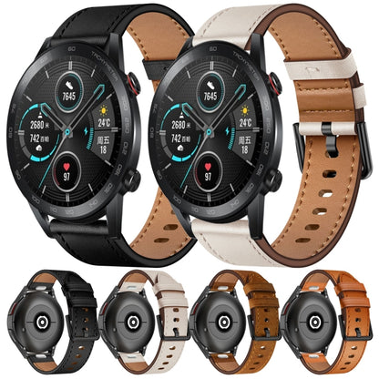 For Honor Magic 22mm SX Connector Metal Button Switch Leather Watch Band(Black) by bashfashion