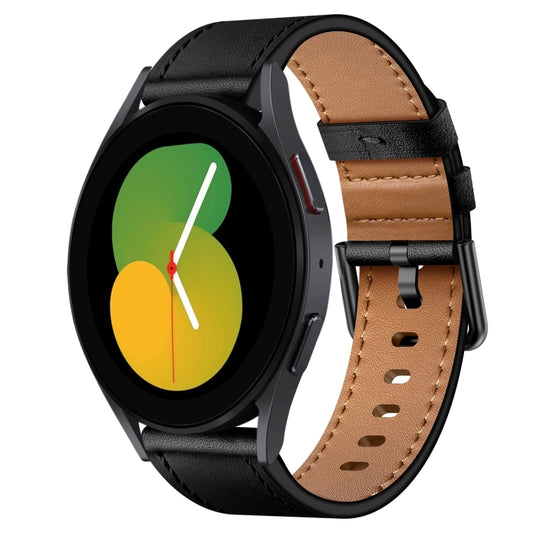 For Samsung Galaxy Watch 5 20mm SX Connector Metal Button Switch Leather Watch Band(Black) by bashfashion