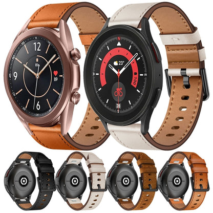 For Samsung Galaxy Watch 5 20mm SX Connector Metal Button Switch Leather Watch Band(Black) by bashfashion