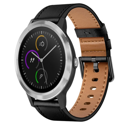 For Garmin Vivoactive 3 20mm Metal Button Switch Leather Watch Band(Black) by bashfashion