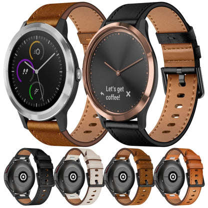 For Garmin Vivoactive 3 20mm Metal Button Switch Leather Watch Band(Black) by bashfashion