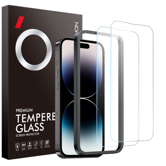 For iPhone 14 Pro NORTHJO 2pcs A++ Screen Protector Tempered Glass Film with Installation Frame by NORTHJO