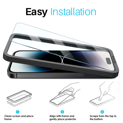 For iPhone 14 Pro NORTHJO 2pcs A++ Screen Protector Tempered Glass Film with Installation Frame by NORTHJO