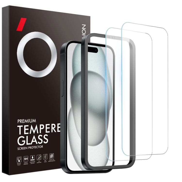 For iPhone 15 NORTHJO 2pcs A++ Screen Protector Tempered Glass Film with Installation Frame by NORTHJO