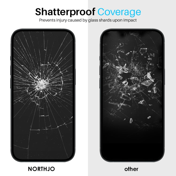 For iPhone 15 Pro NORTHJO 2pcs A++ Screen Protector Tempered Glass Film with Installation Frame by NORTHJO