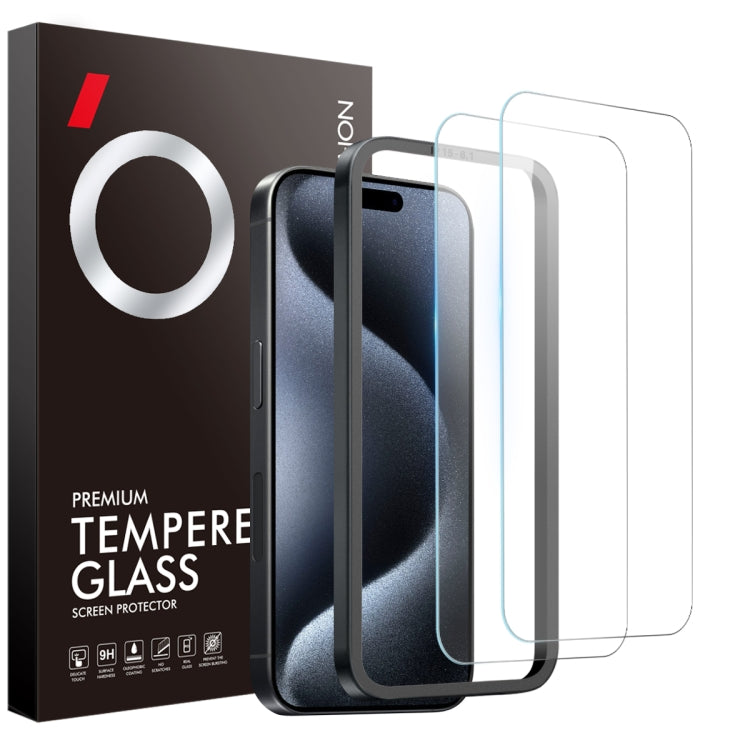 For iPhone 15 Pro Max NORTHJO 2pcs A++ Screen Protector Tempered Glass Film with Installation Frame by NORTHJO