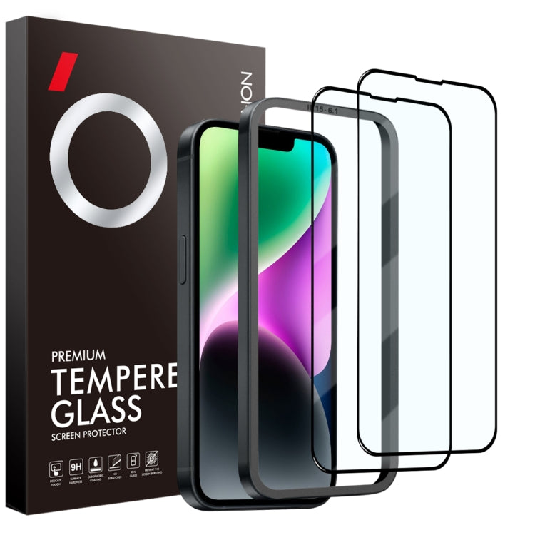 For iPhone 14 Plus NORTHJO 2pcs A++ Tempered Glass Film with Installation Frame by NORTHJO