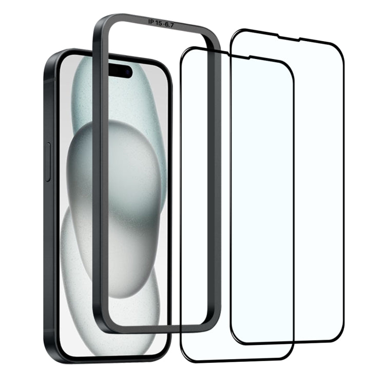 For iPhone 15 Plus NORTHJO 2pcs A++ Tempered Glass Film with Installation Frame by NORTHJO
