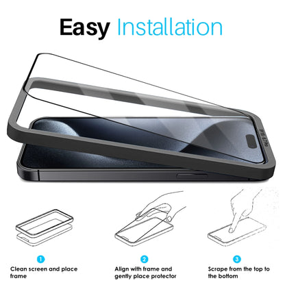 For iPhone 15 Pro Max NORTHJO 2pcs A++ Tempered Glass Film with Installation Frame by NORTHJO