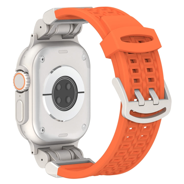 For Apple Watch Series 8 45mm Mecha Two Claw Silicone Watch Band(Orange) by bashfashion
