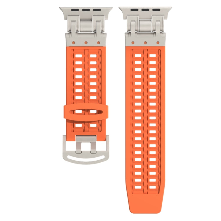 For Apple Watch Series 8 45mm Mecha Two Claw Silicone Watch Band(Orange) by bashfashion