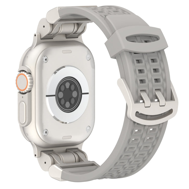 For Apple Watch Series 8 45mm Mecha Two Claw Silicone Watch Band(Cloud Gray) by bashfashion