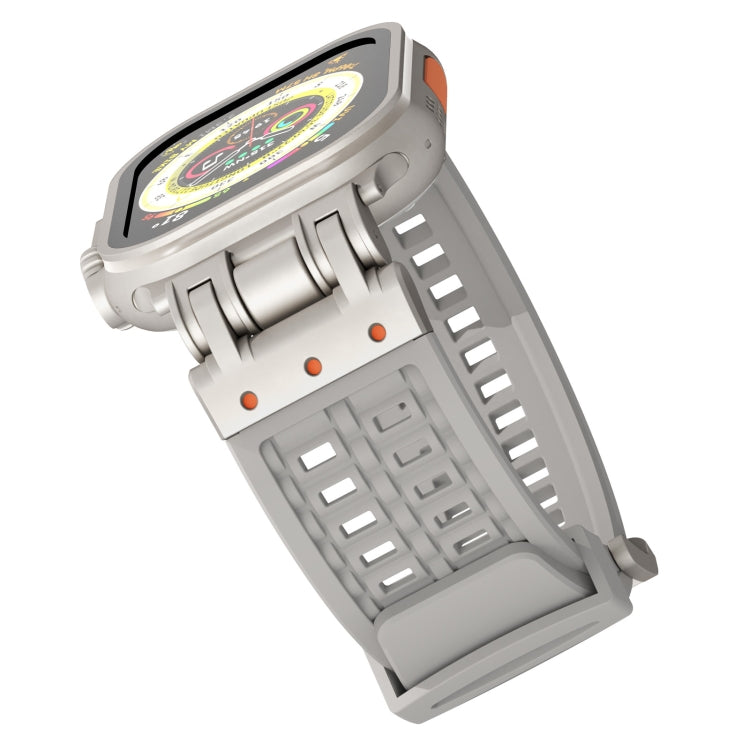 For Apple Watch Series 8 45mm Mecha Two Claw Silicone Watch Band(Cloud Gray) by bashfashion