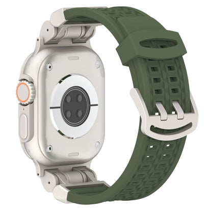 For Apple Watch Series 8 45mm Mecha Two Claw Silicone Watch Band(Forest Green) by bashfashion