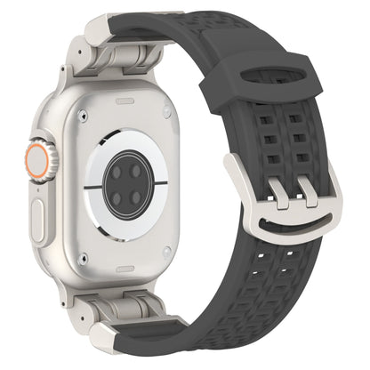 For Apple Watch Series 8 45mm Mecha Two Claw Silicone Watch Band(Gray) by bashfashion