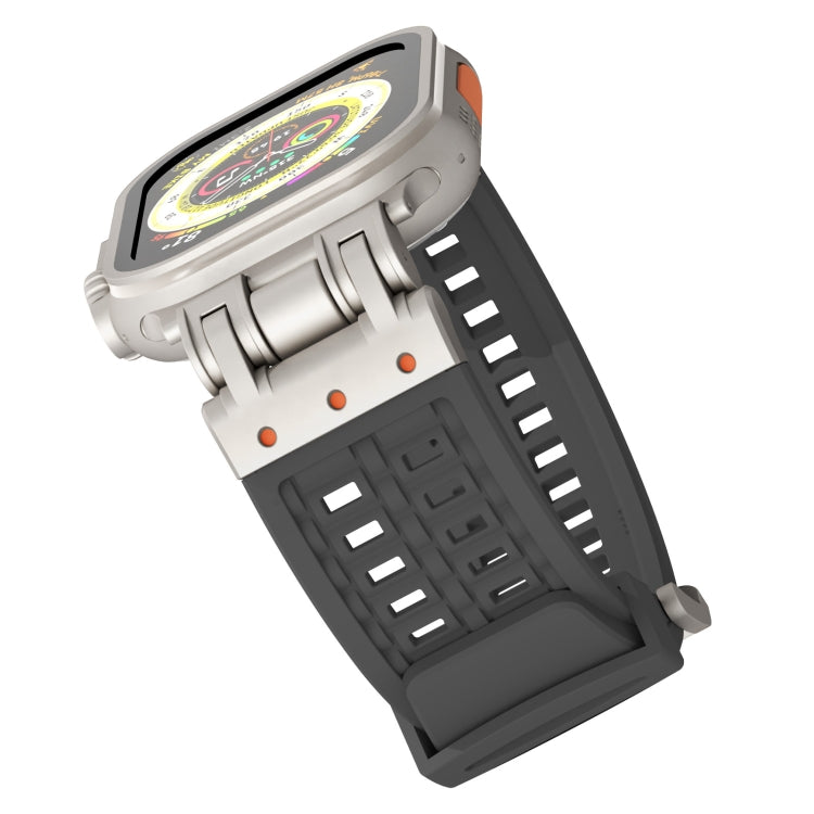 For Apple Watch Series 8 45mm Mecha Two Claw Silicone Watch Band(Gray) by bashfashion