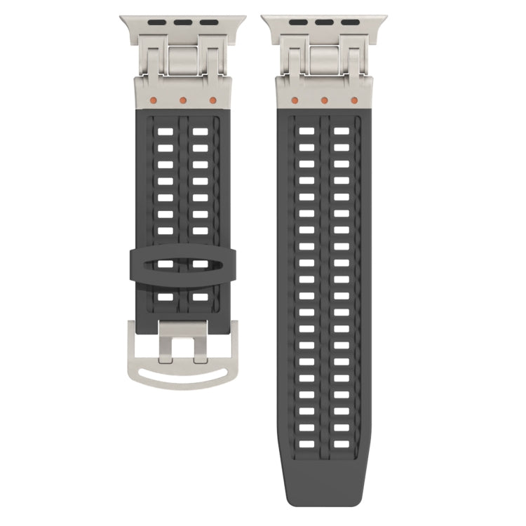For Apple Watch Series 8 45mm Mecha Two Claw Silicone Watch Band(Gray) by bashfashion