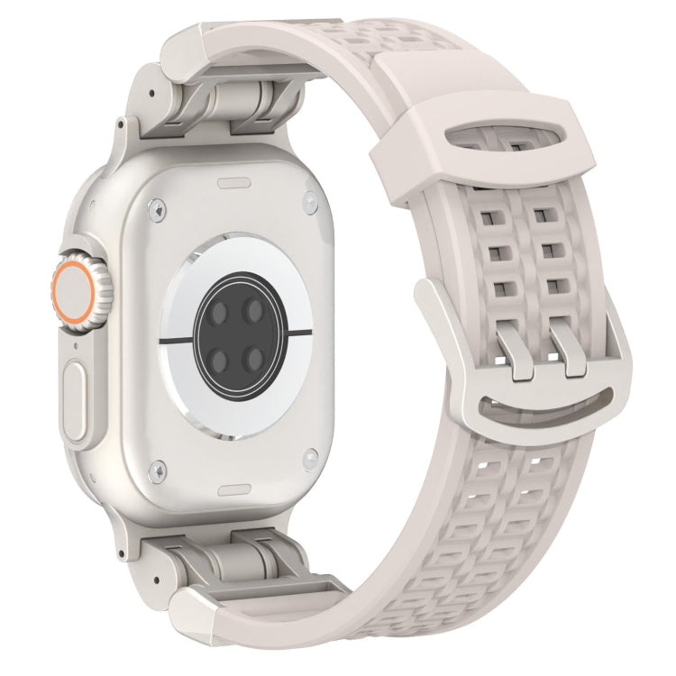 For Apple Watch Series 8 45mm Mecha Two Claw Silicone Watch Band(Starlight) by bashfashion