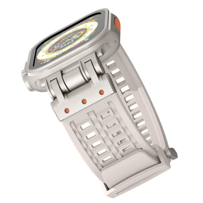 For Apple Watch Series 8 45mm Mecha Two Claw Silicone Watch Band(Starlight) by bashfashion