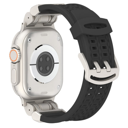 For Apple Watch Series 8 45mm Mecha Two Claw Silicone Watch Band(Black) by bashfashion