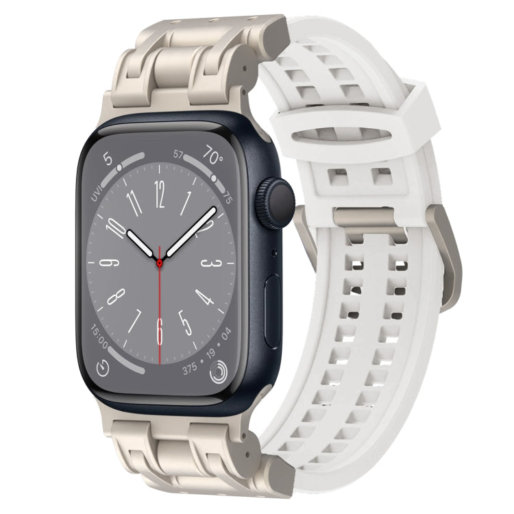 For Apple Watch Series 8 45mm Mecha Two Claw Silicone Watch Band(White) by bashfashion