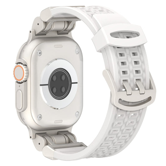 For Apple Watch Series 8 45mm Mecha Two Claw Silicone Watch Band(White) by bashfashion