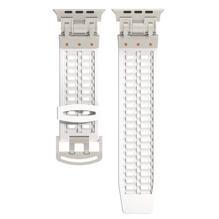 For Apple Watch Series 8 45mm Mecha Two Claw Silicone Watch Band(White) by bashfashion