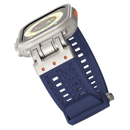 For Apple Watch Series 8 45mm Mecha Two Claw Silicone Watch Band(Midnight Blue) by bashfashion