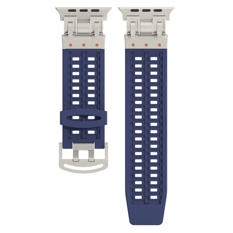 For Apple Watch Series 8 45mm Mecha Two Claw Silicone Watch Band(Midnight Blue) by bashfashion