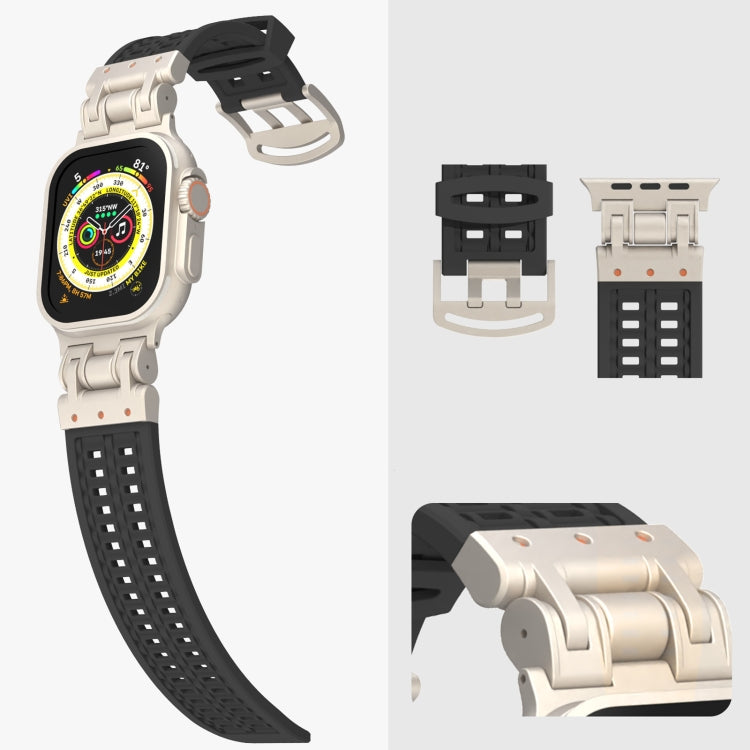 For Apple Watch Series 8 45mm Mecha Two Claw Silicone Watch Band(Cloud Gray) by bashfashion